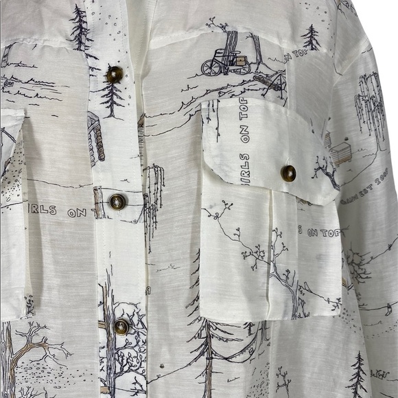 GANNI Silk Linen Girls On Top Oversized Tunic Shirt - Picture 6 of 11